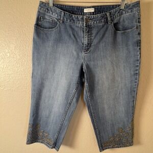 Coldwater Creek Womens Capri Jeans Size 18 Natural Fit Cropped Embroidered Pants